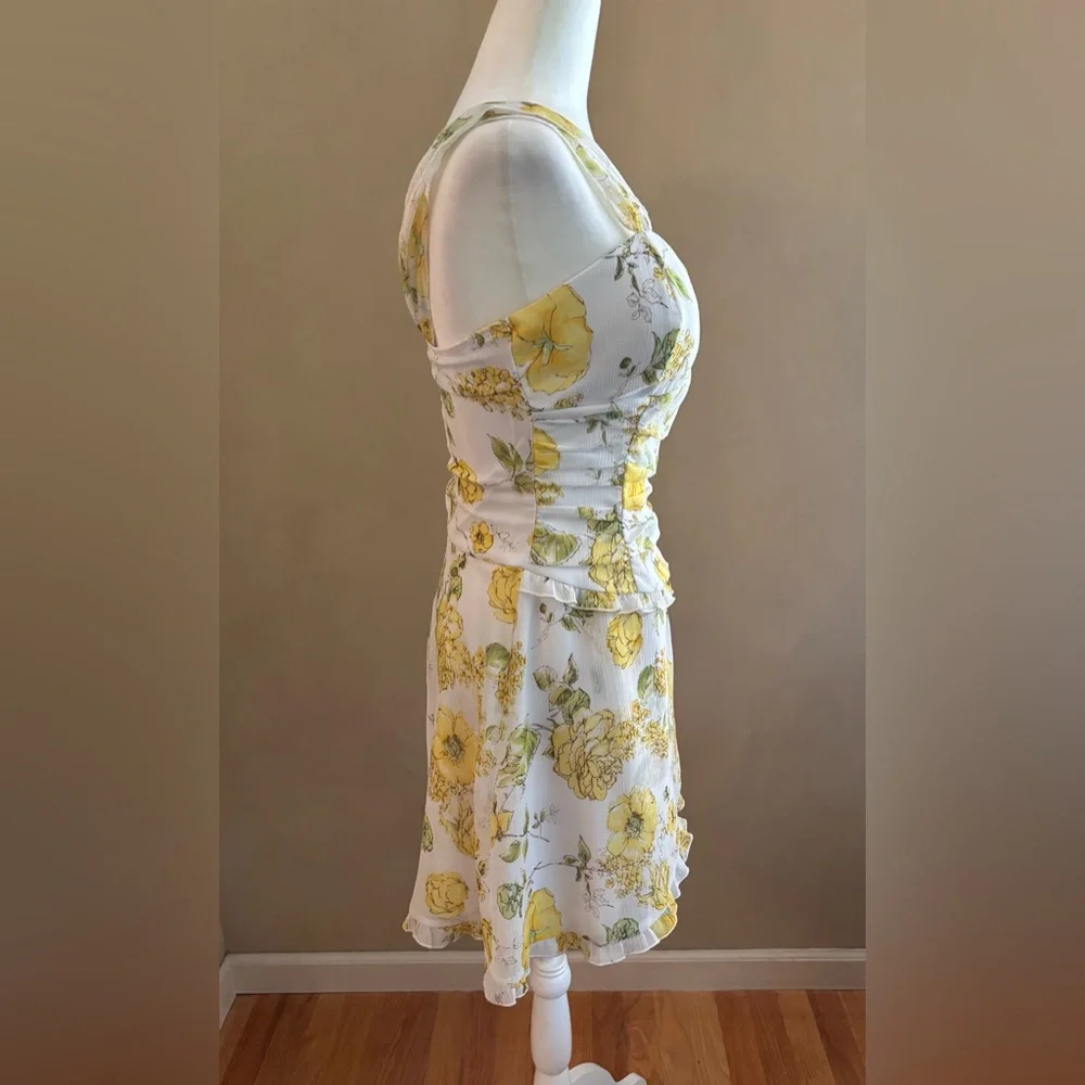 Y2K Ruby Rox romantic cottage fairy Floral Yellow Dress size 9 - Picture 4 of 13